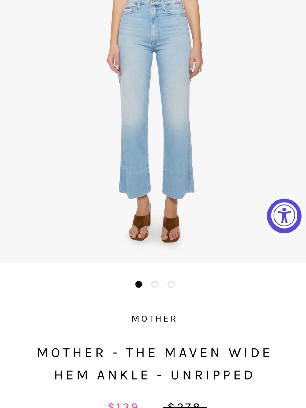 MOTHER Wide-Hem Ankle Jeans in Light Blue